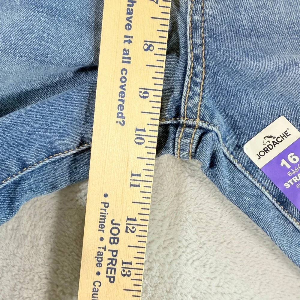 Jordache Girls Baggy Straight High Rise Jeans Size 16 Medium Enzyme Denim NWT